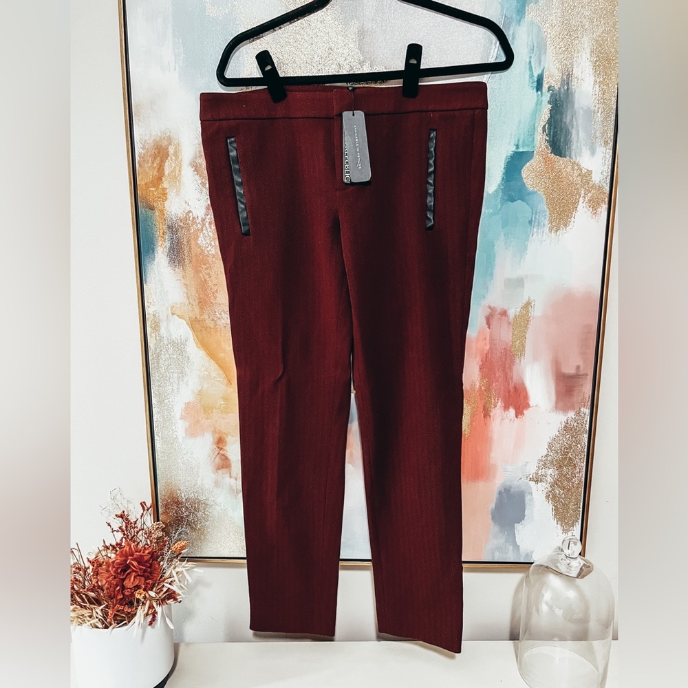 Banana Republic Slim Ankle maroon Herringbone Pants NWT size 10